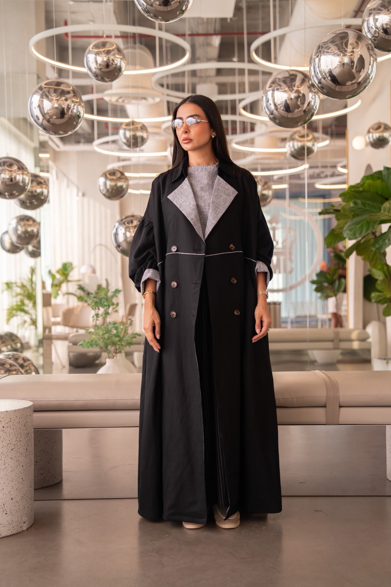 Black Linen abaya.C:6825
