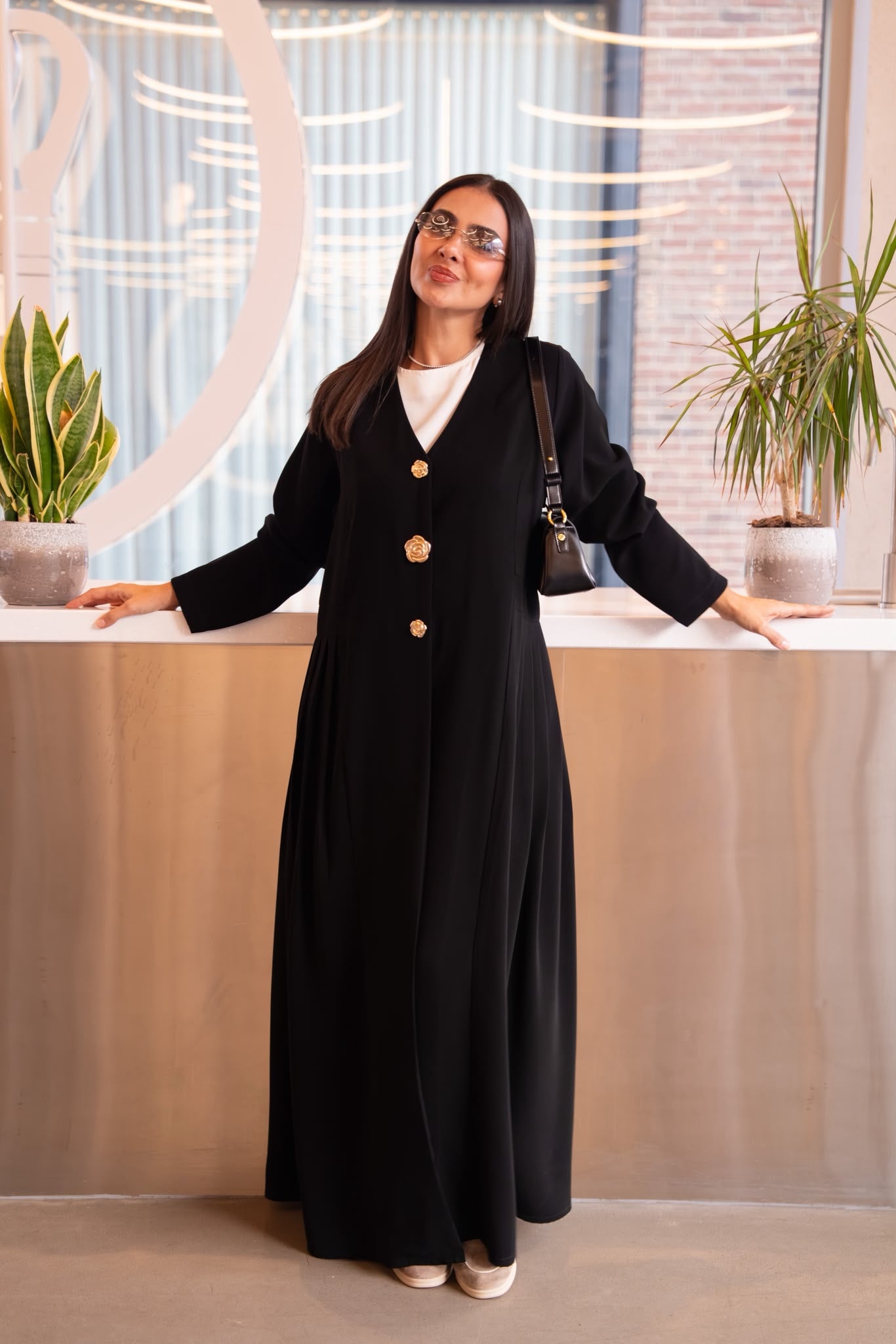 black crepe abaya.C:6814
