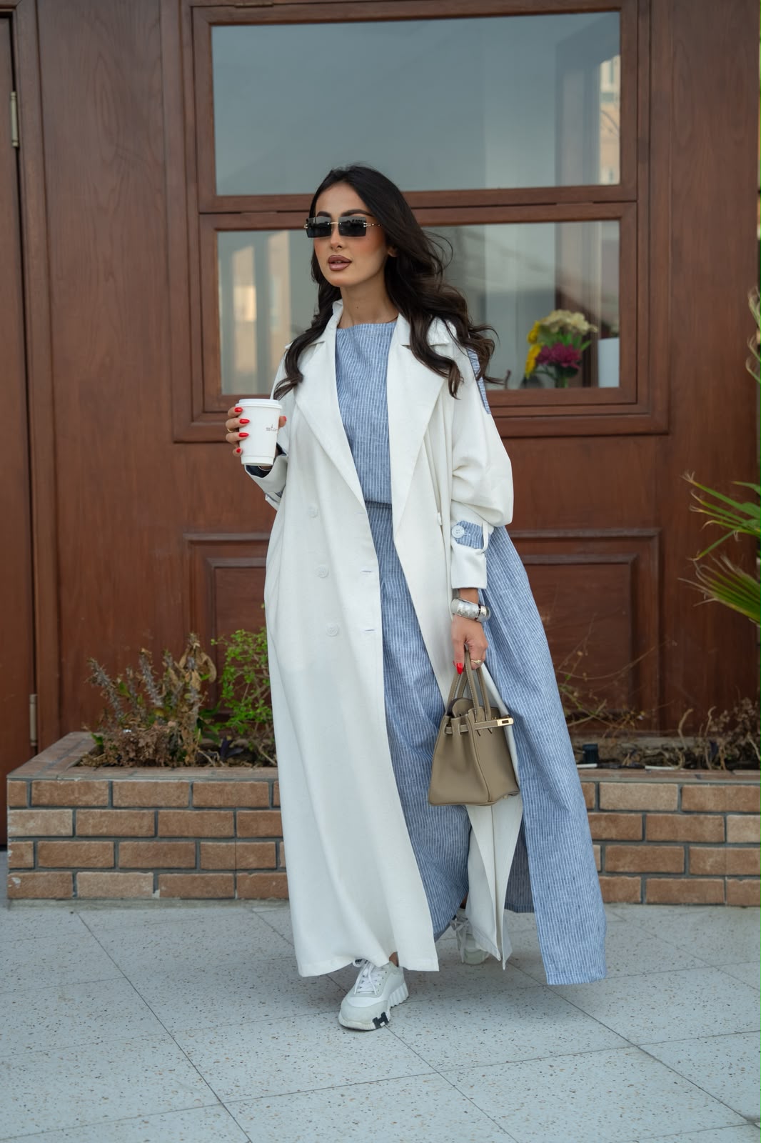 Blazer abaya made of linen and cotton.C:6815