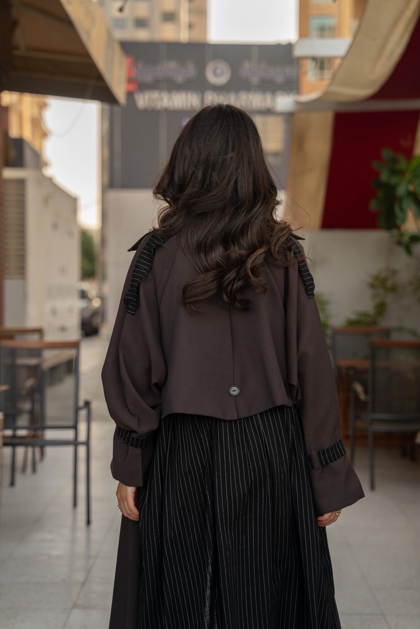 Brown linen and cotton blazer.C:6815