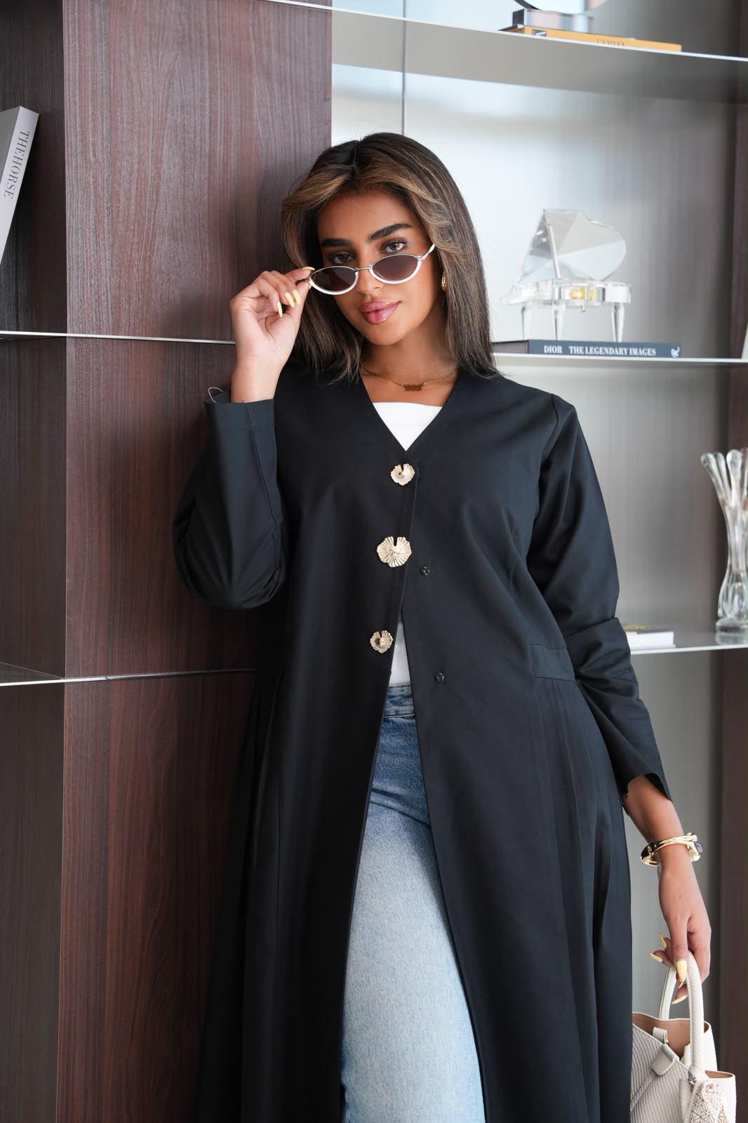 black crepe abaya. C:6814