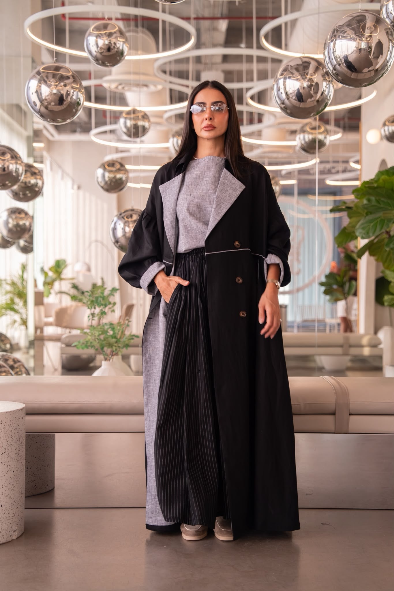 Black Linen abaya.C:6825