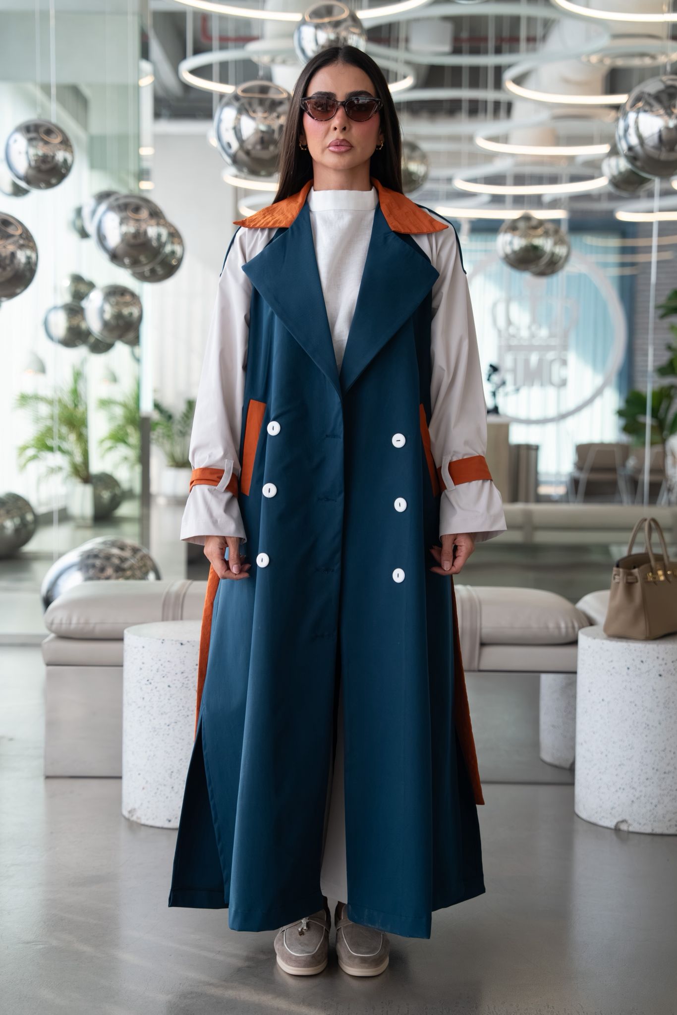 Dark blue trench coat. C:6815
