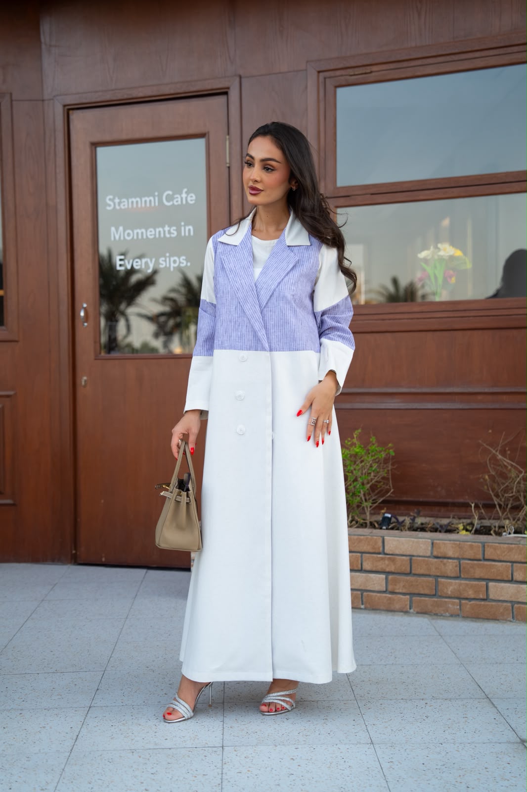 Linen blazer abaya with crepe.C:6817