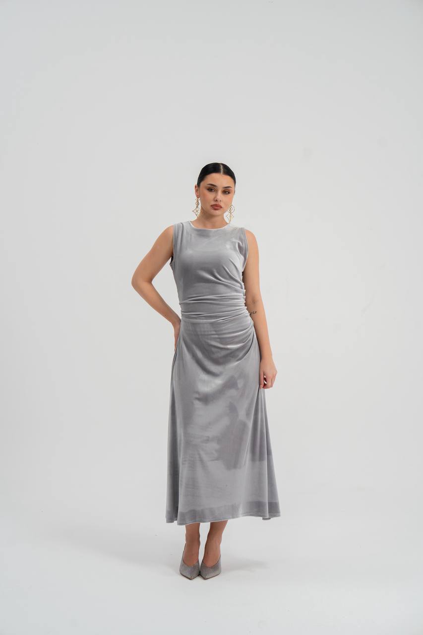 gray velvet dress. C:226