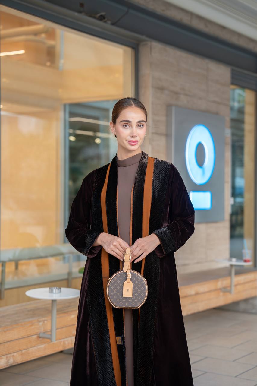 Brown velvet abaya.C:6698 Brown