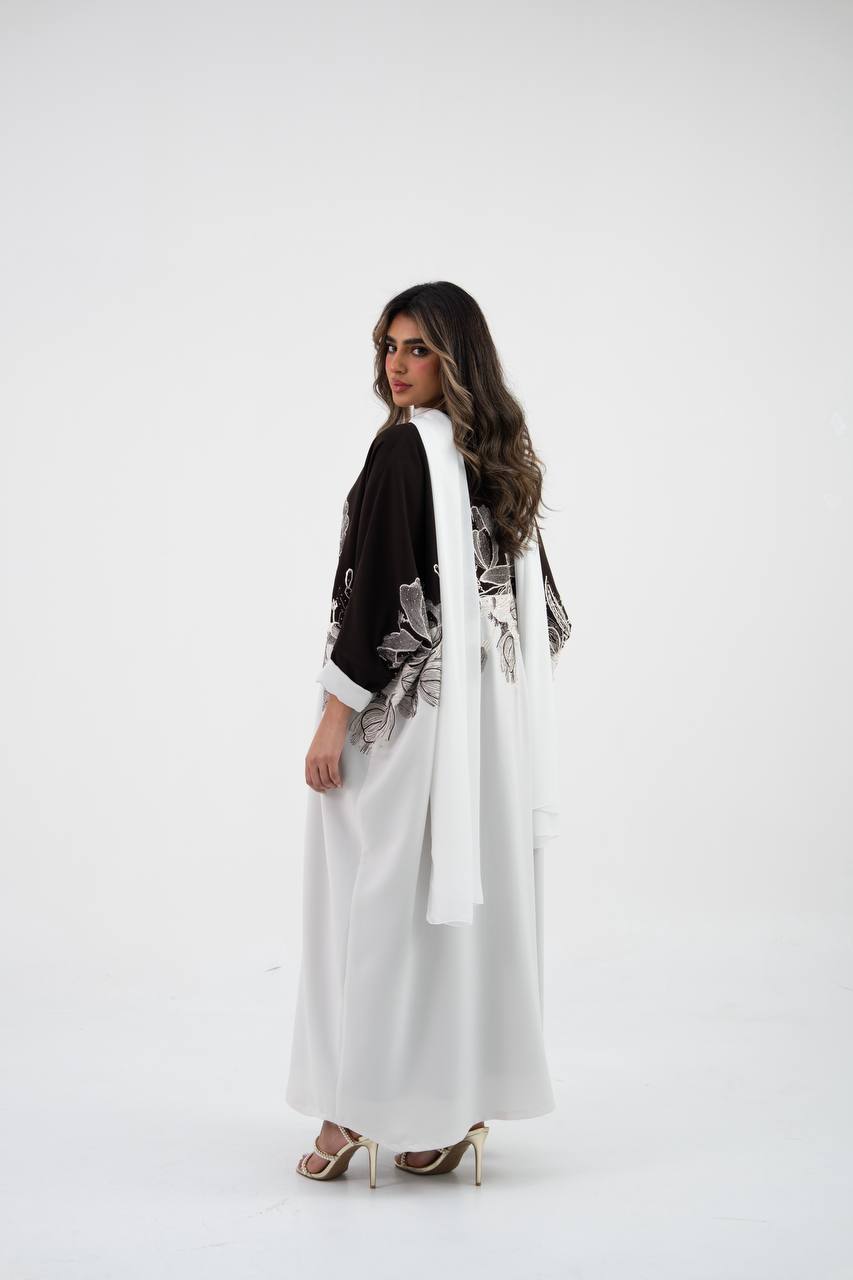 A crepe bisht abaya with embroidery.C:6767