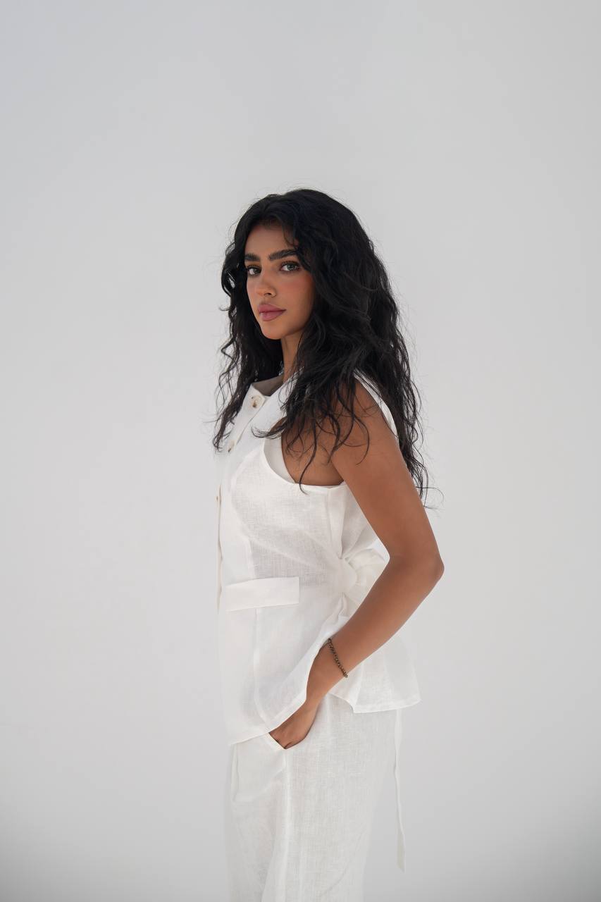 White vest and pants set C:202