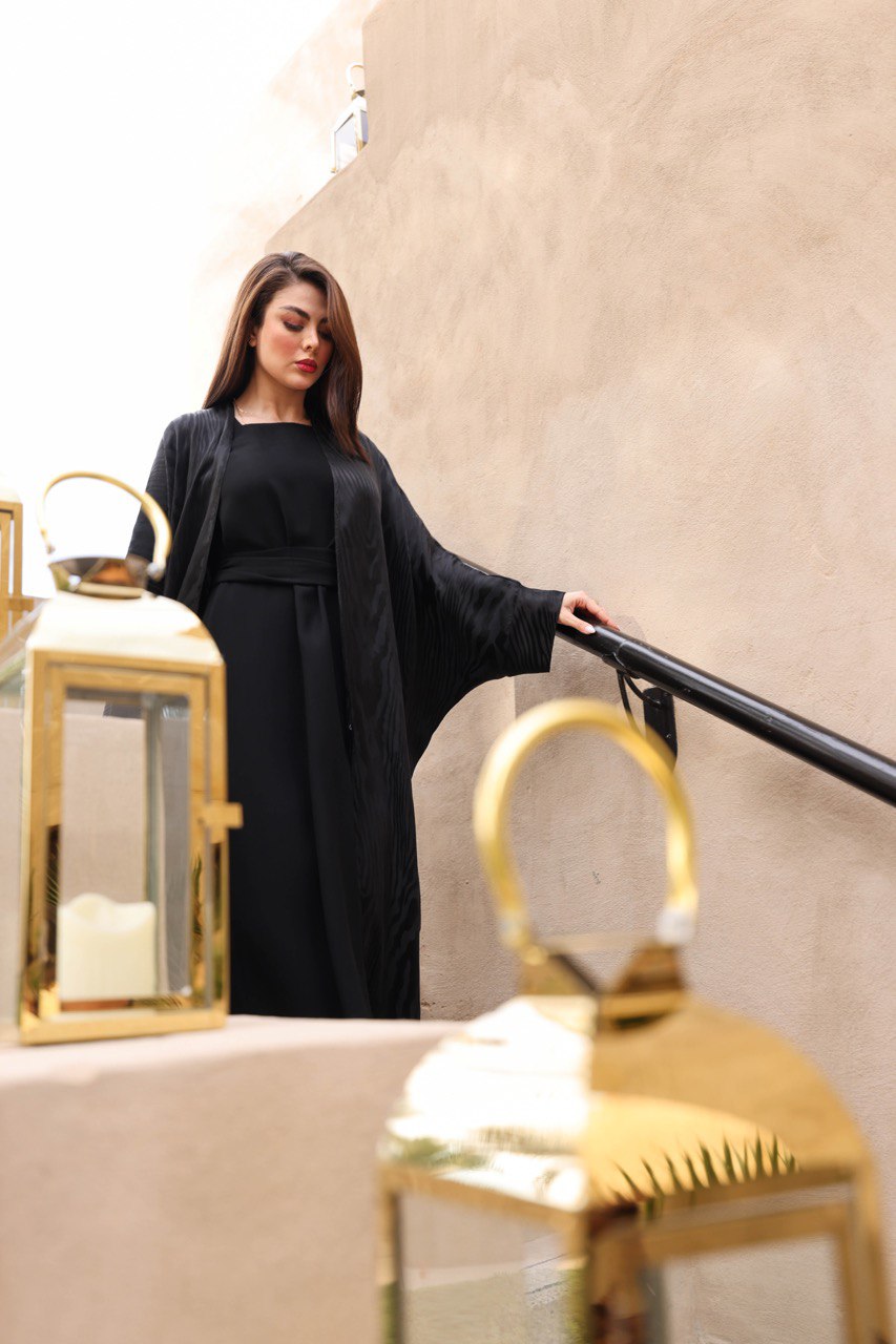 ABAYA CREPE SILK C:6380BLACK (FREE SIZE )