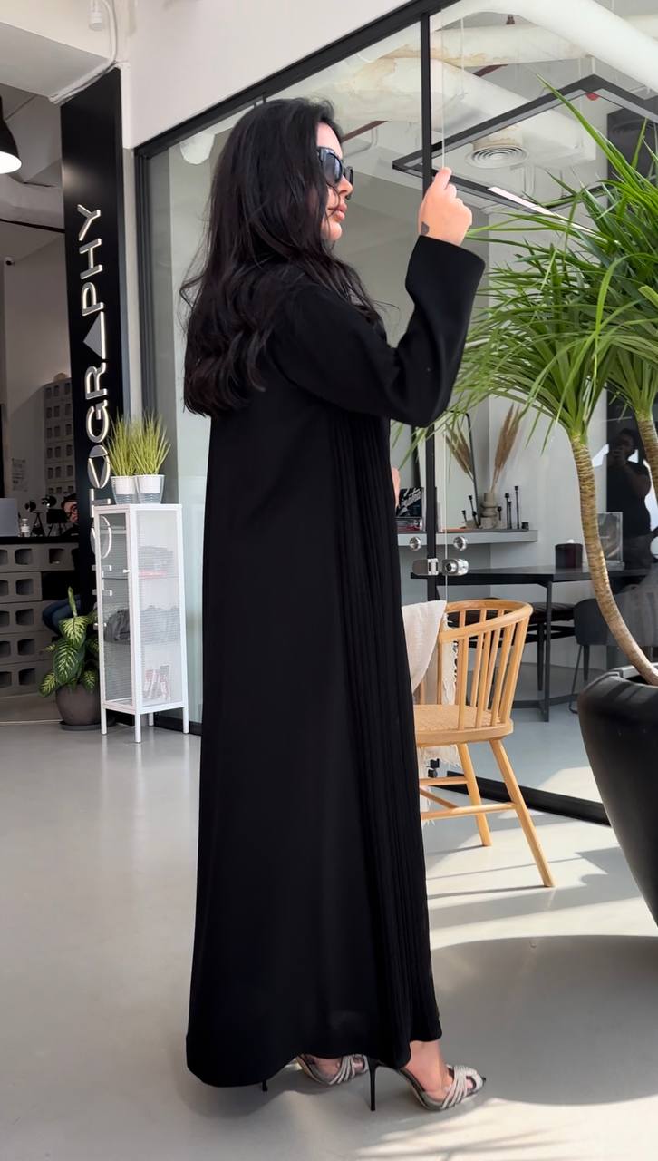 عبايه كريب بليزر اسود C:2001 BLACK
