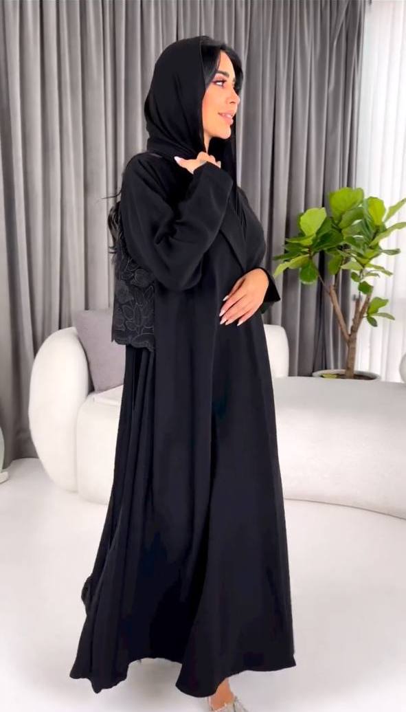 ABAYA CREPE BLAZER WITH EMBROIDERY AND PLETEAD C:6323