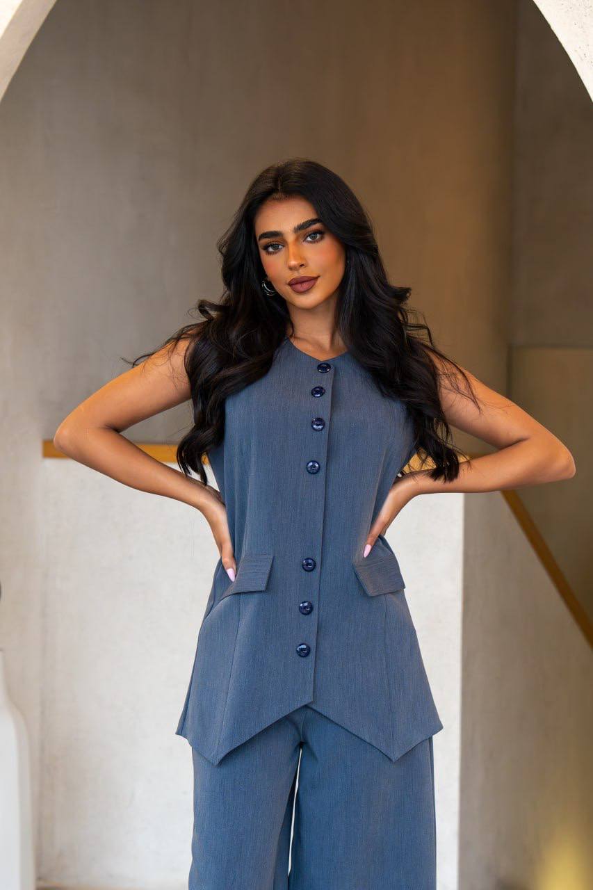Blue Crepe Vest