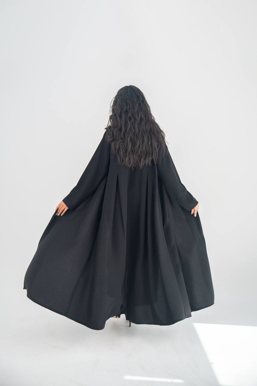 Black crepe blazer abaya with inner set c: 6642 black set