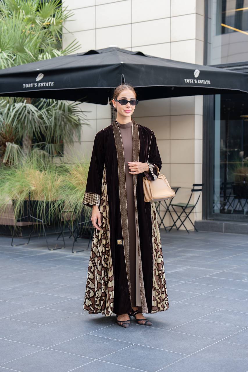 Brown velvet abaya . C:6696