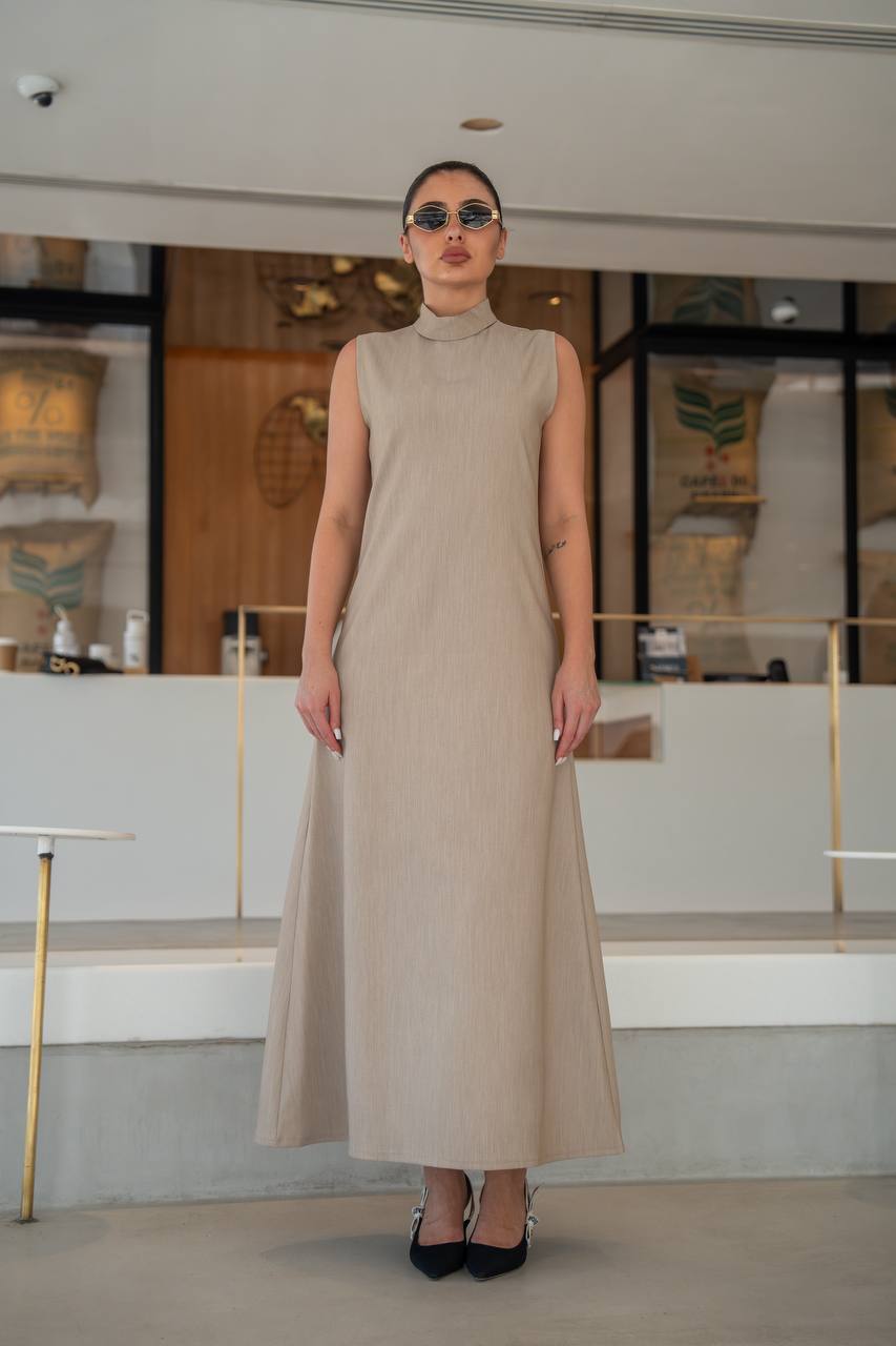 Beige crepe dress .C:217