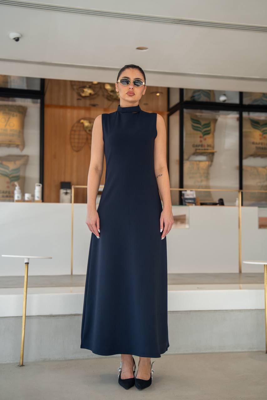 Navy crepe dress.C:217