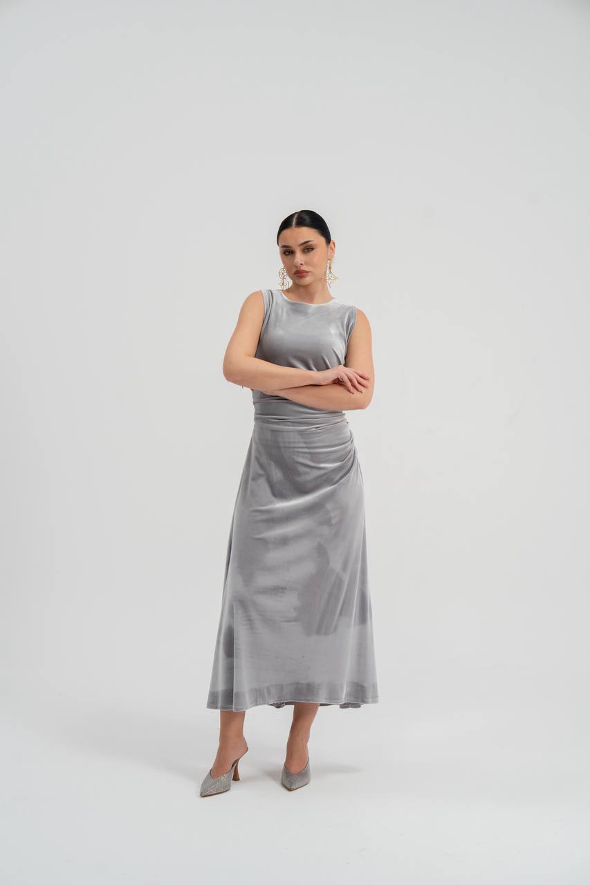 gray velvet dress. C:226