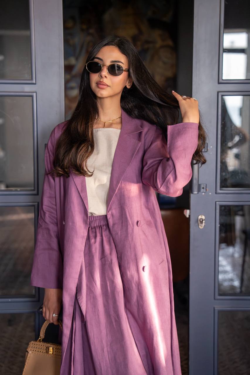 عباية لينن باللون البنفسجي . C: 6779