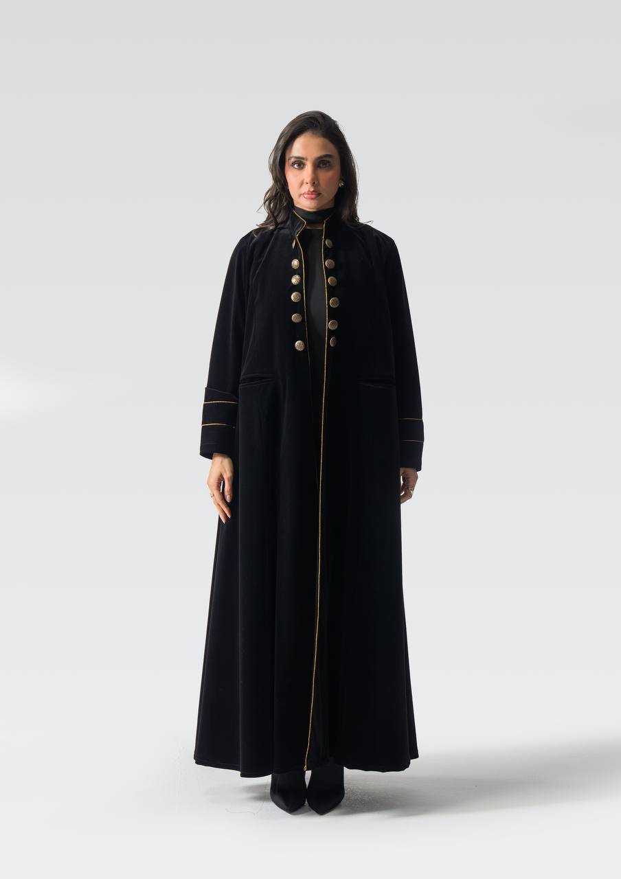Black velvet abaya.C:6836 Black
