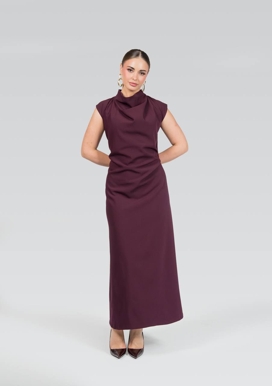 Burgundy crepe dress.C:259