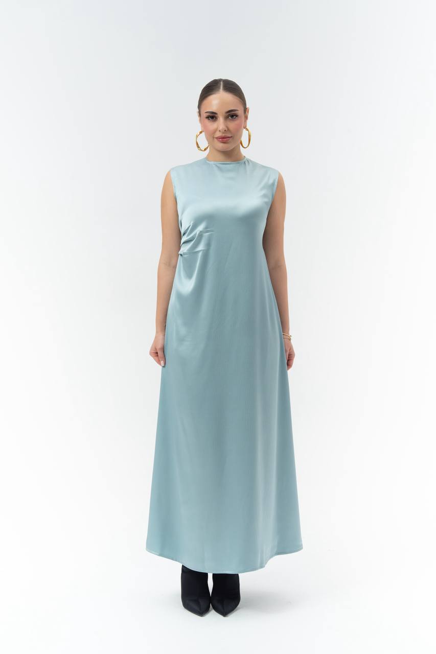 Sky blue crepe dress.C:257 Sky blue