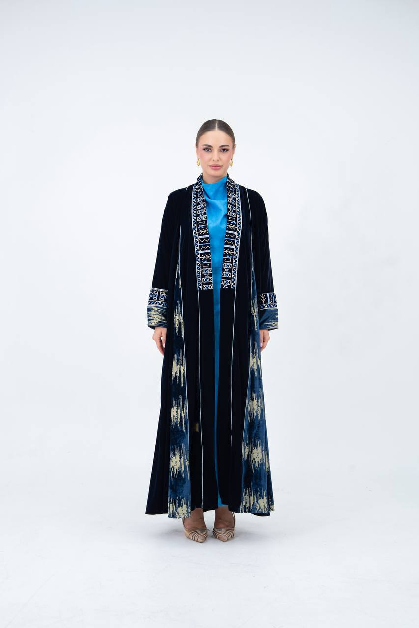 Velvet abaya with embroidery.C:6847