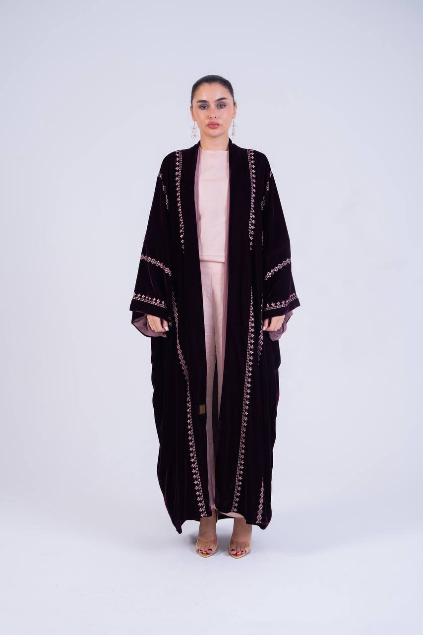 Embroidered velvet bisht.C:6854