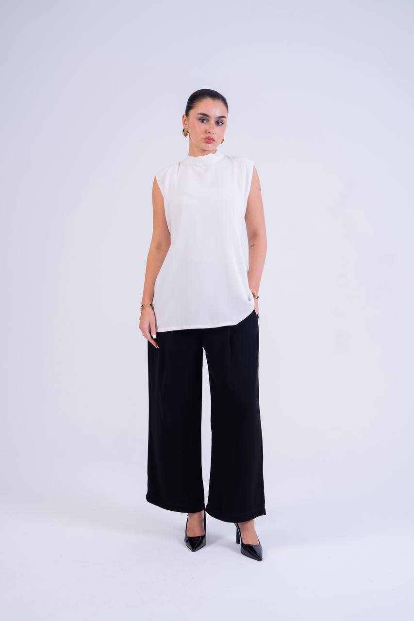 Crepe blouse and trousers set.C:262 White