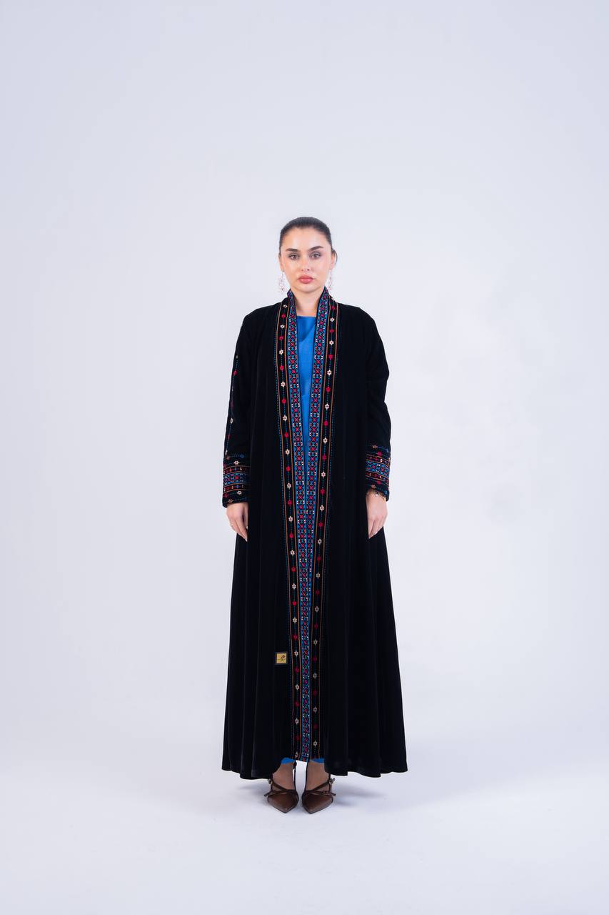 Embroidered velvet abaya.C:6851