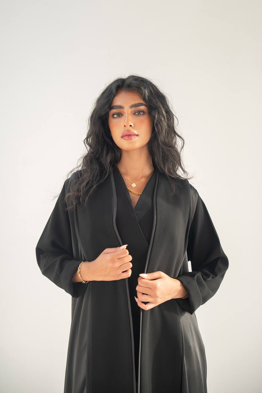 Black crepe abaya with embroidery on the back C:6654