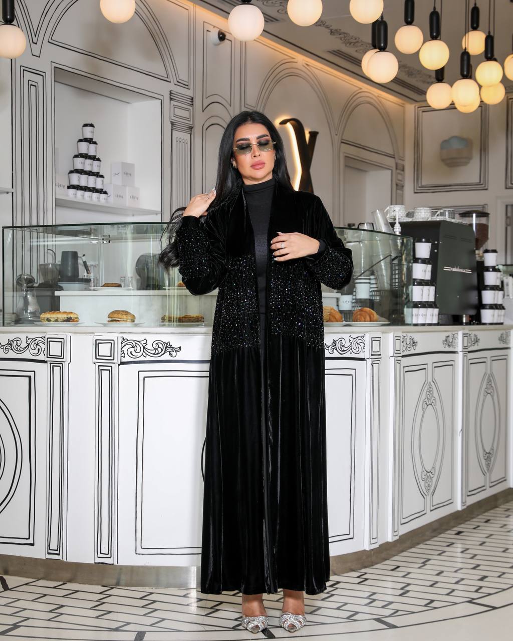 Abaya velvet with hand made beat  C:6314