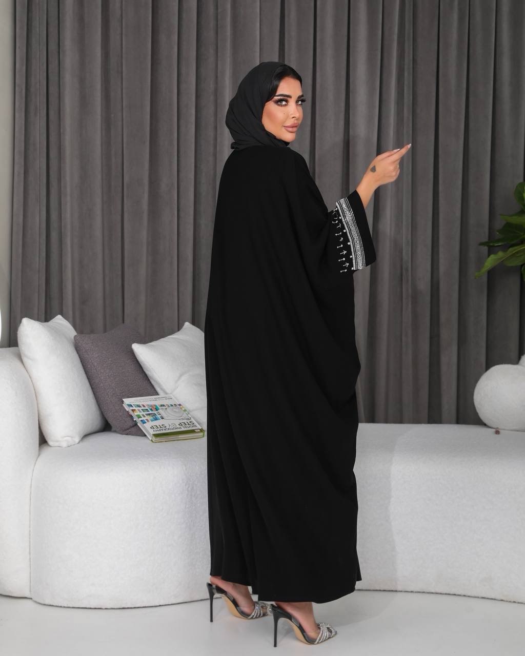 ABAYA BESHT CREPE WITH HANDMADE BEAT 6300 (Free size)
