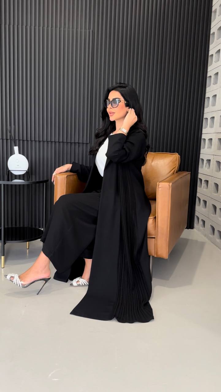 عبايه كريب بليزر اسود C:2001 BLACK