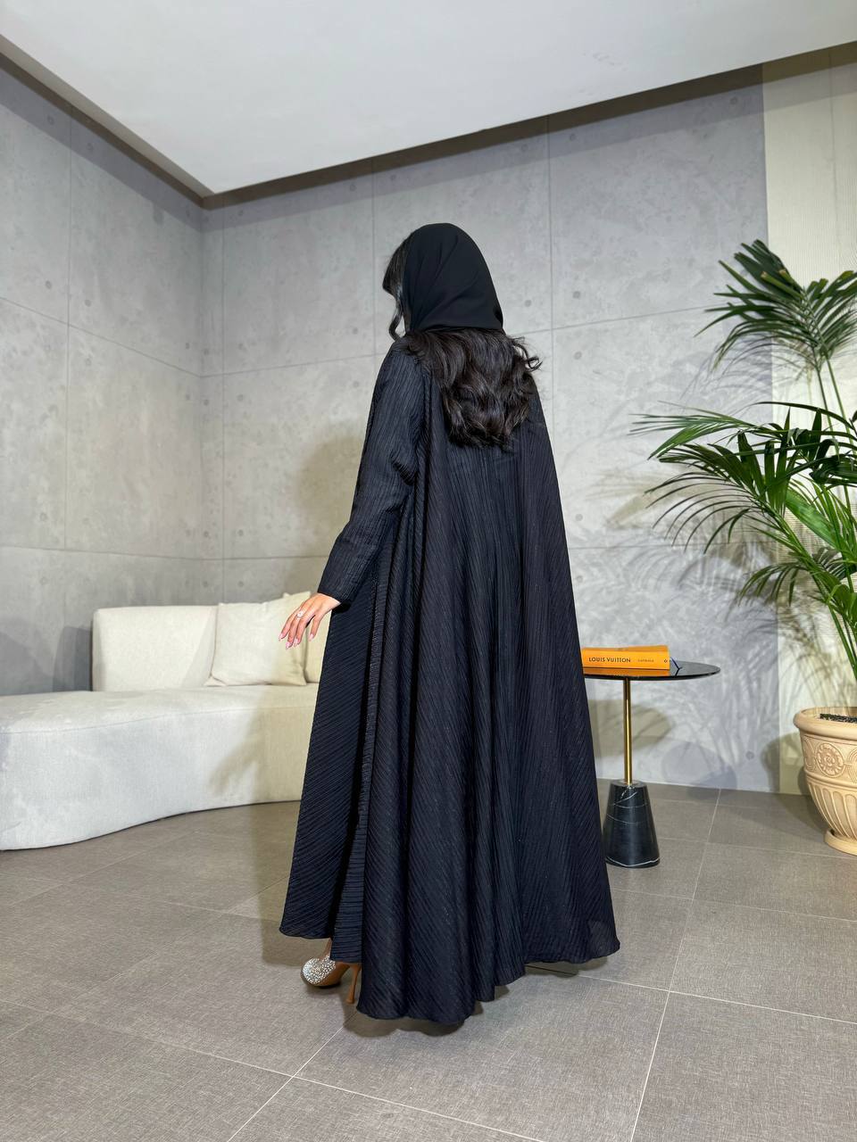 Abaya Crepe Black C:6505 Black (Free size)