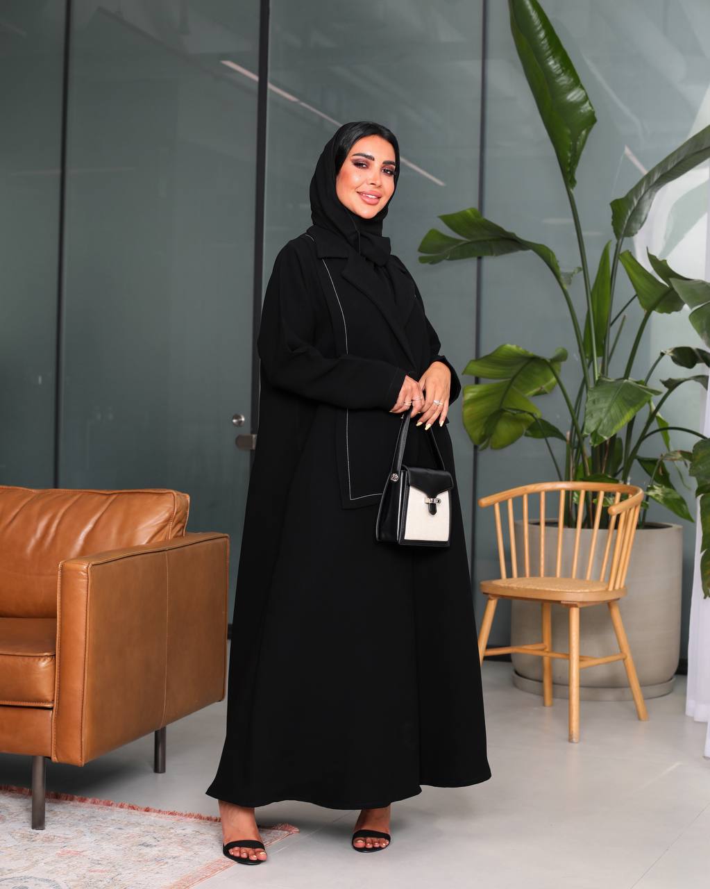 Black Crepe Abaya C:6535