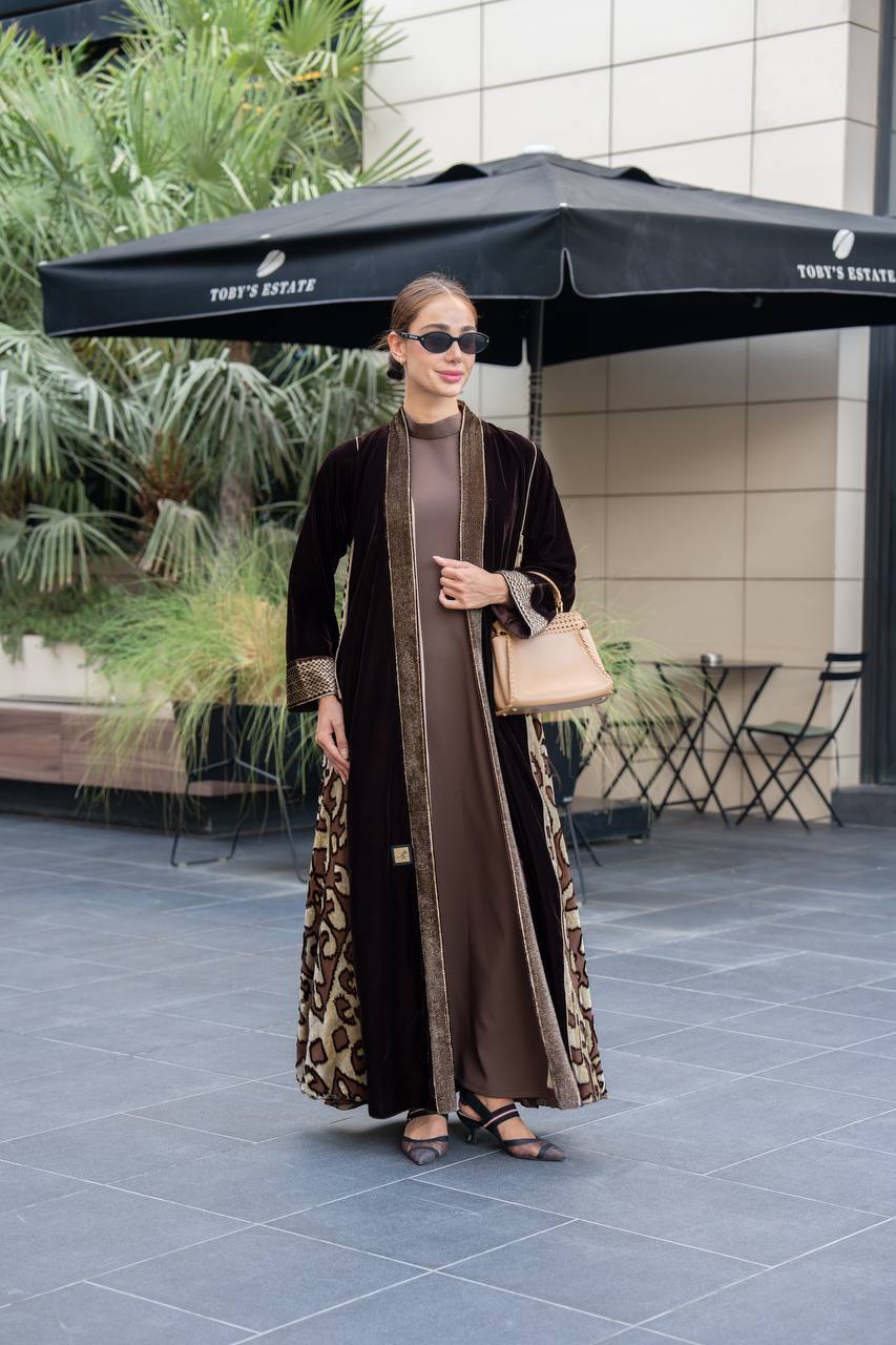 Brown velvet abaya . C:6696