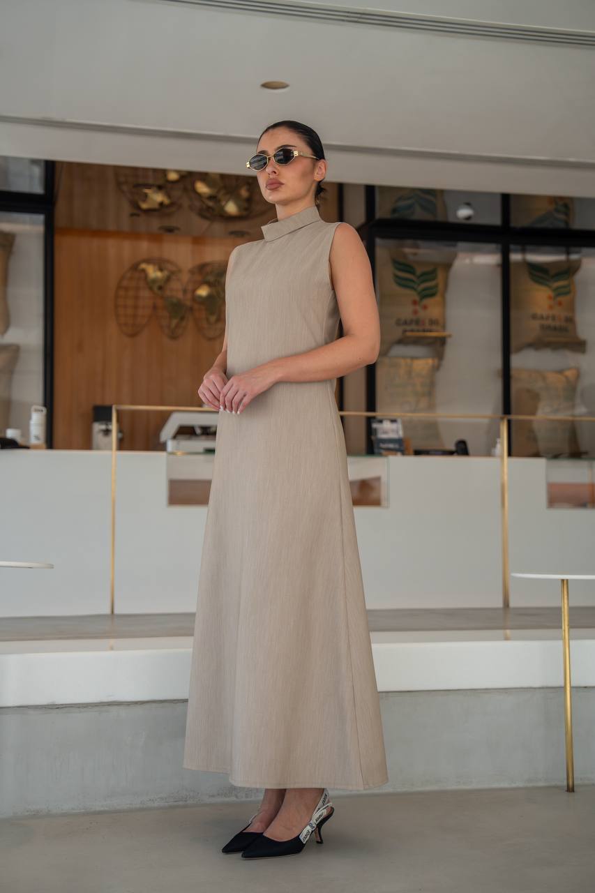 Beige crepe dress .C:217