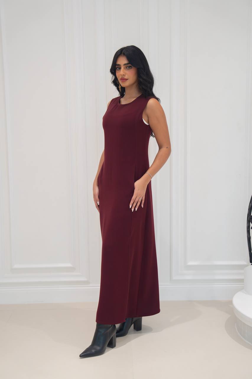 burgundy crepe dress. C:197