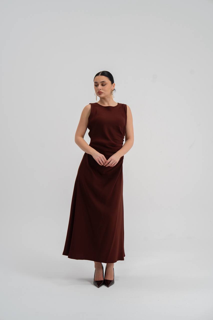 brown crepe dress. C:226