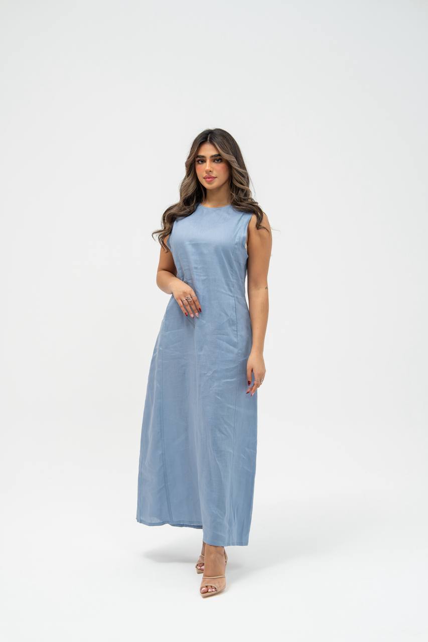 Linen dress in sky blue. C: 197