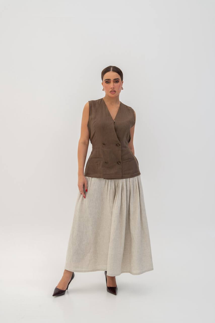 Linen dress. C:208 Brown
