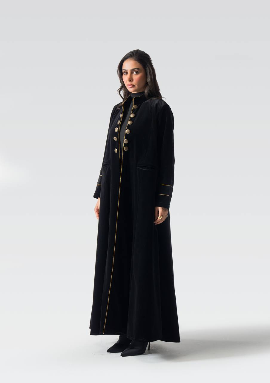 Black velvet abaya.C:6836 Black