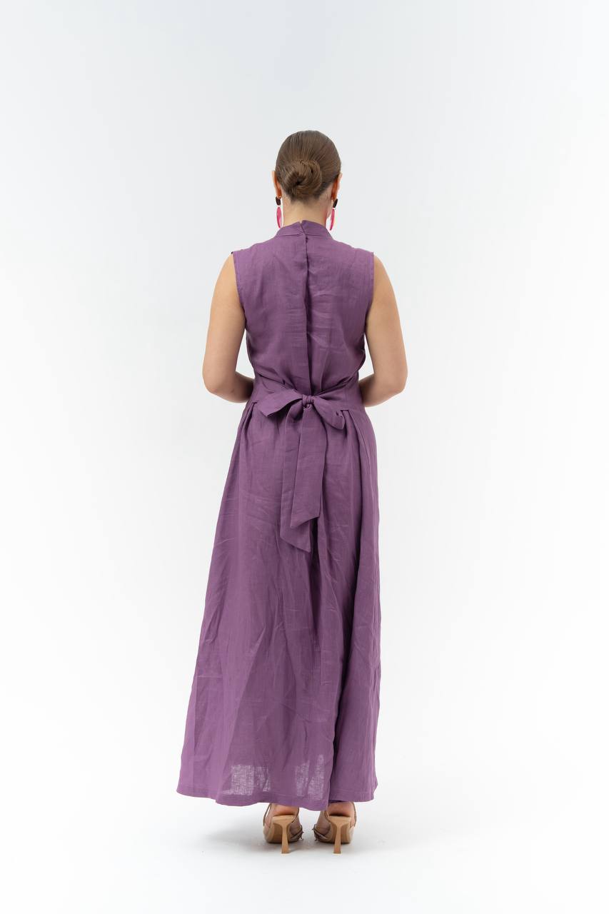 Purple linen dress.C:263 Purple