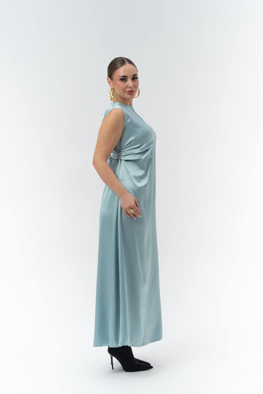 Sky blue crepe dress.C:257 Sky blue