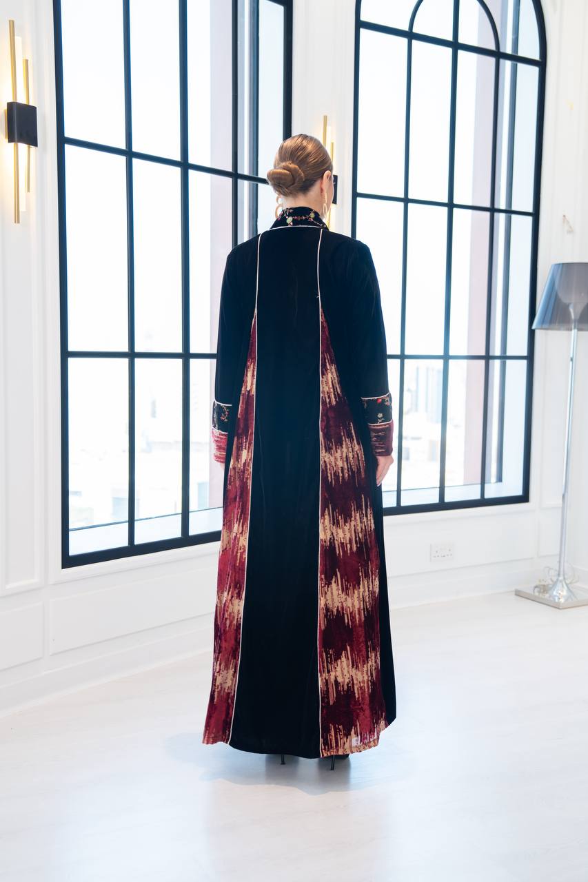 velvet abaya with embroidery.C:6850