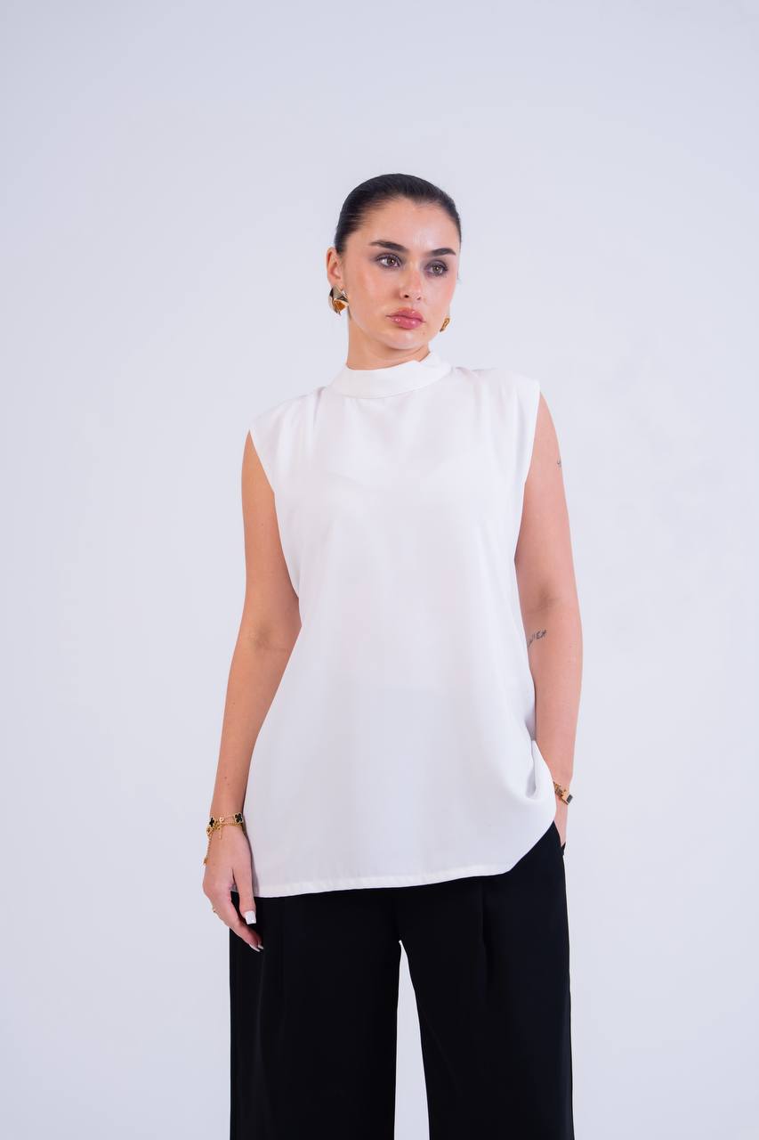 Crepe blouse and trousers set.C:262 White