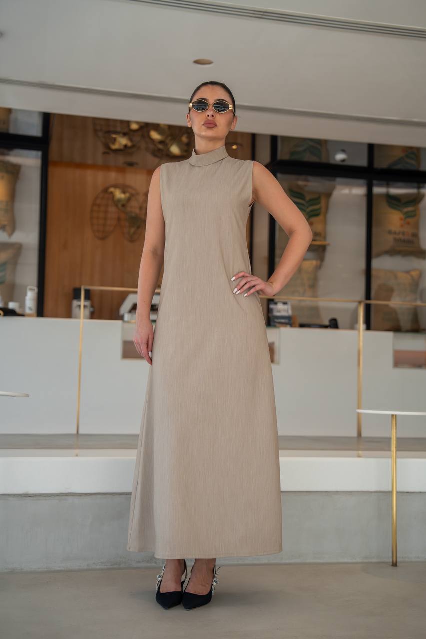 Beige crepe dress .C:217