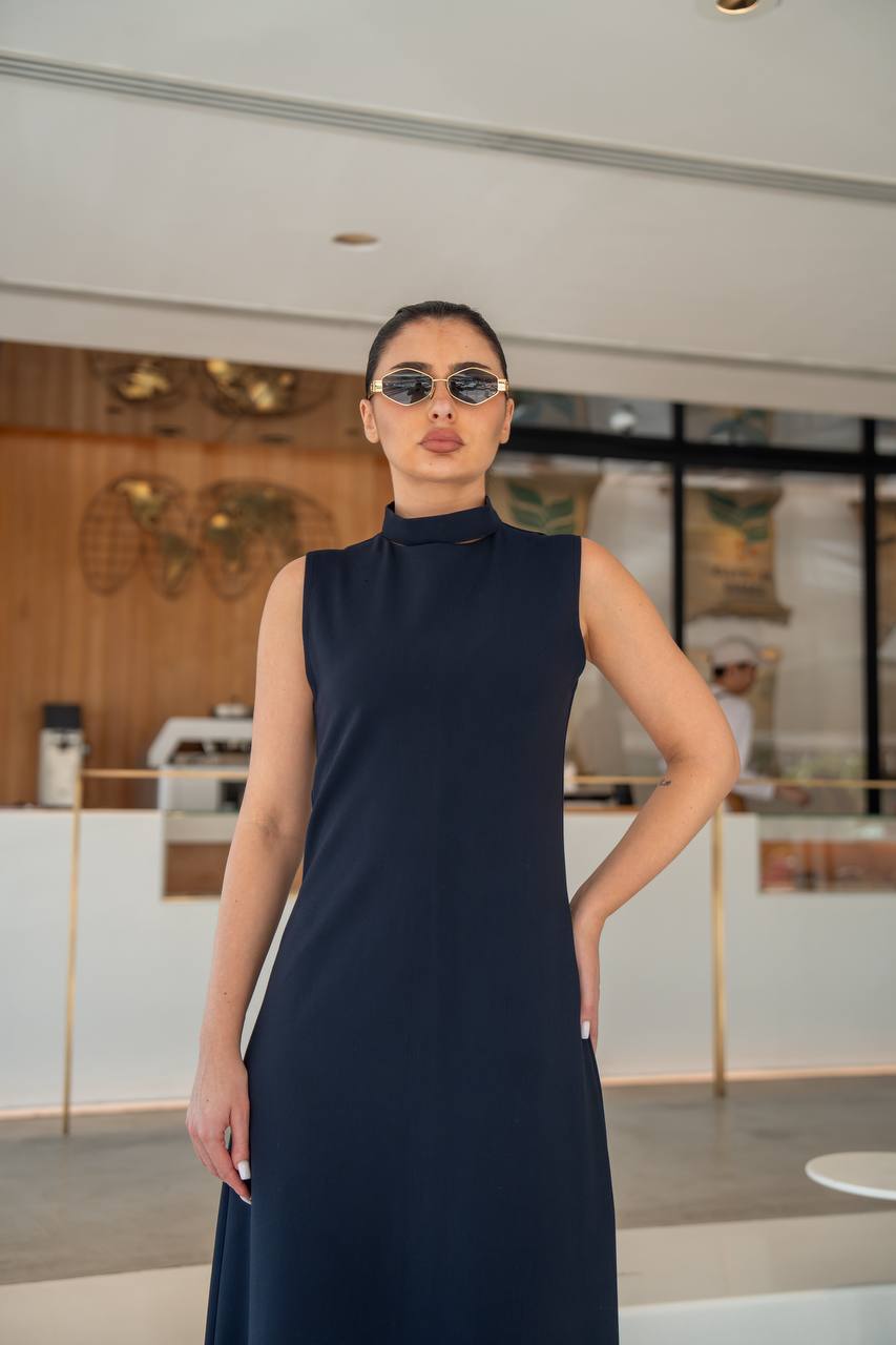 Navy crepe dress.C:217