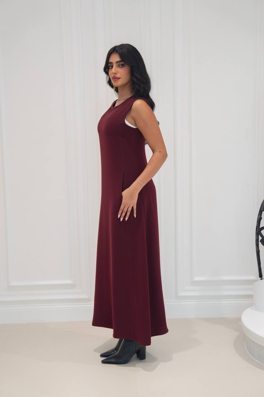 burgundy crepe dress. C:197