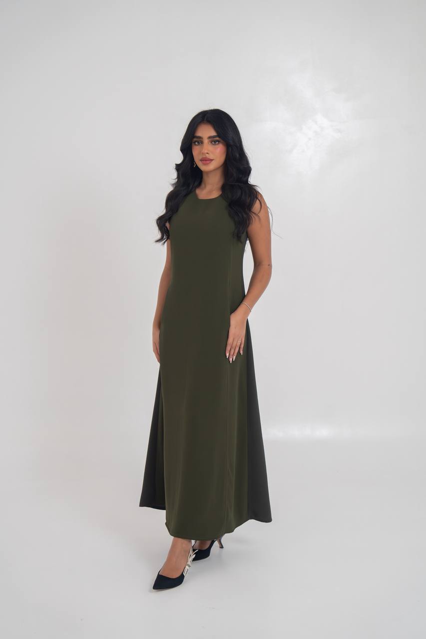 crepe dress in olive green. C:197 Olive Green